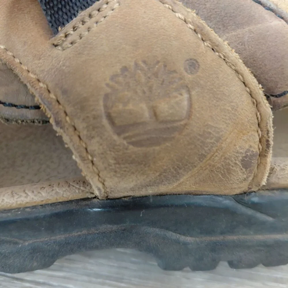 Timberland Sandals Mens 9 Brown Leather Trailway Outdoor Hiking Sport Beach Shoe